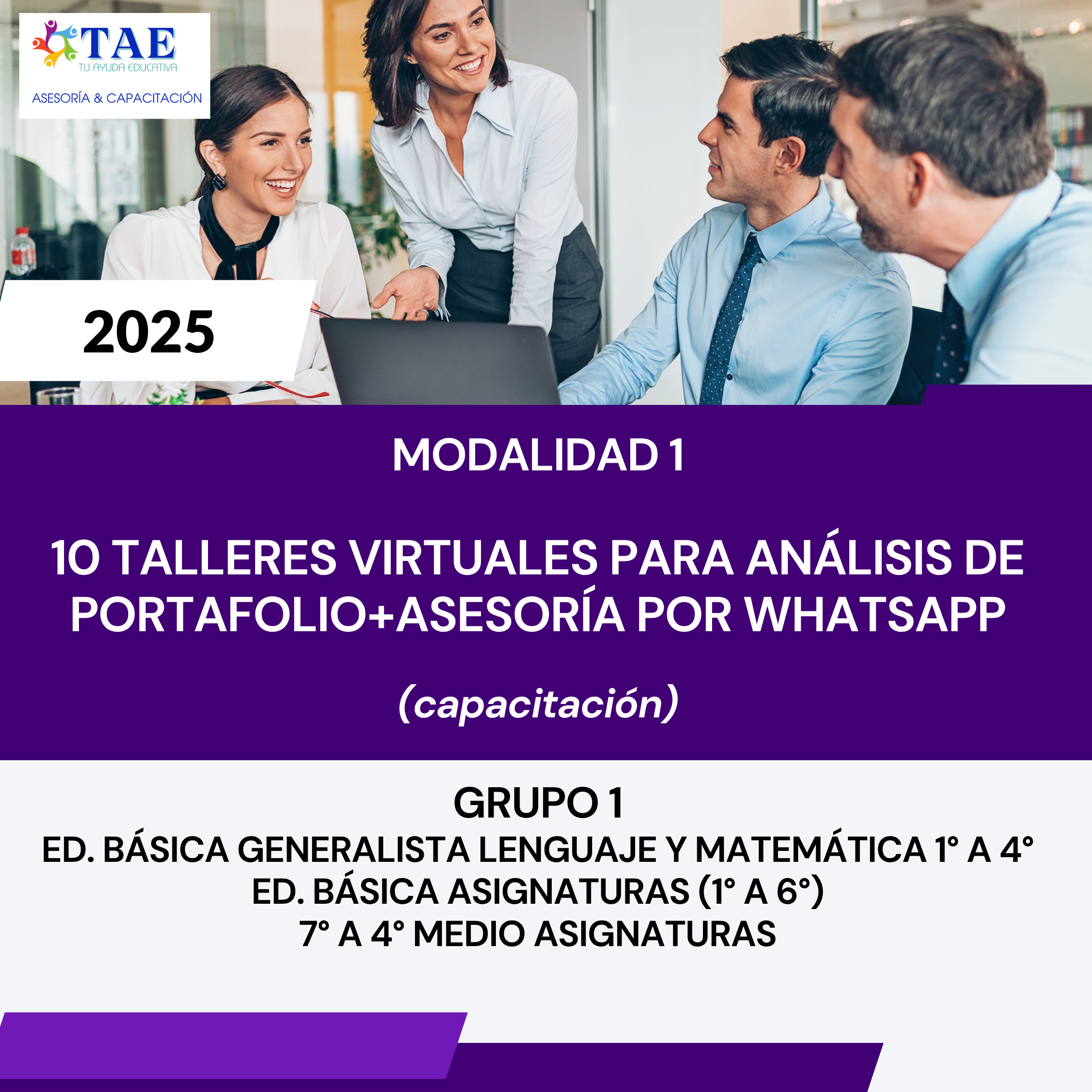Modalidad 1: 10 talleres virtuales (Capacitación) Grupo 1