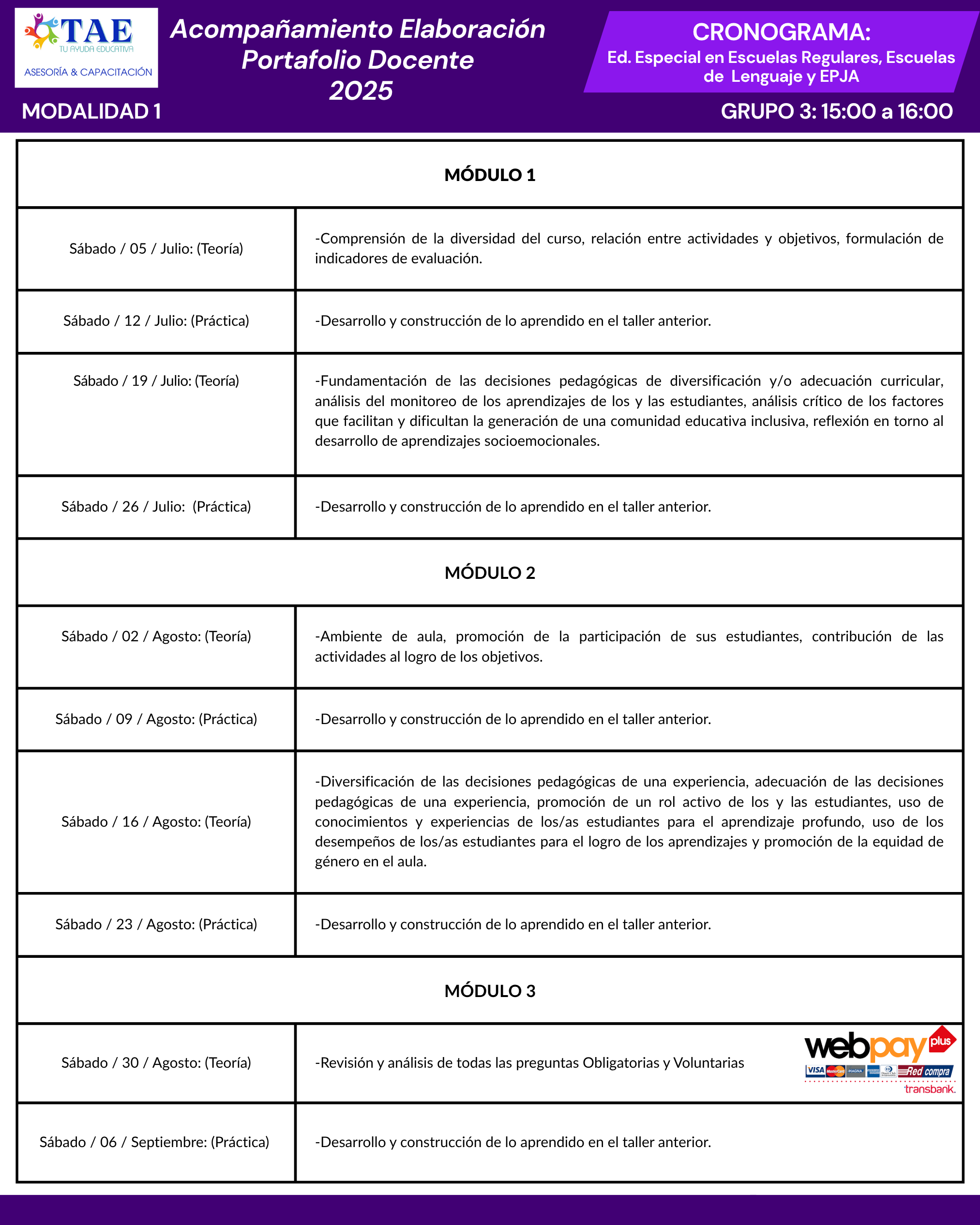 Modalidad 1: 10 talleres virtuales (Capacitación) Grupo 3 - Imagen 2