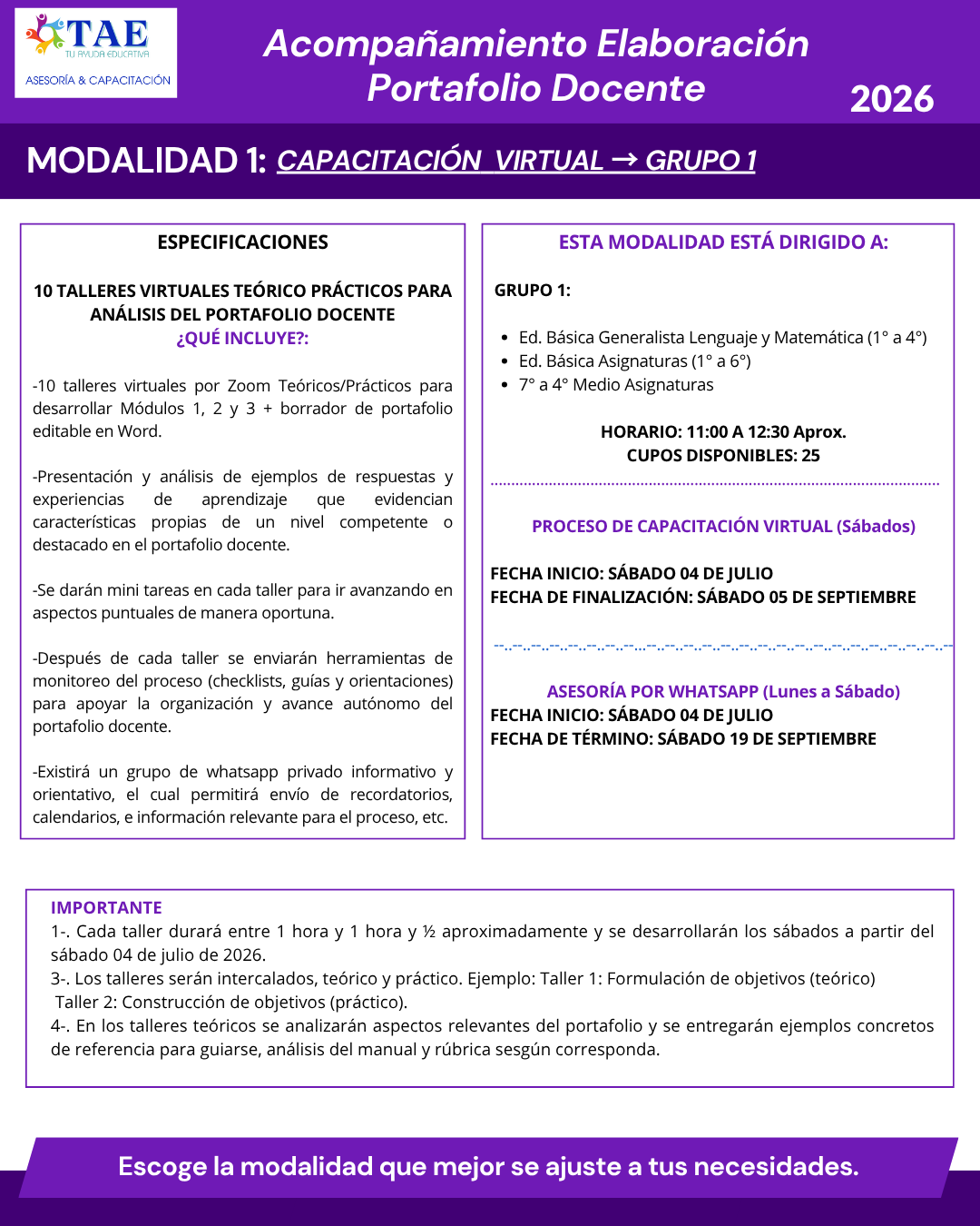Programa de Acompañamiento - Grupo 1: 10 Talleres Virtuales Teórico/Práctico - Imagen 2